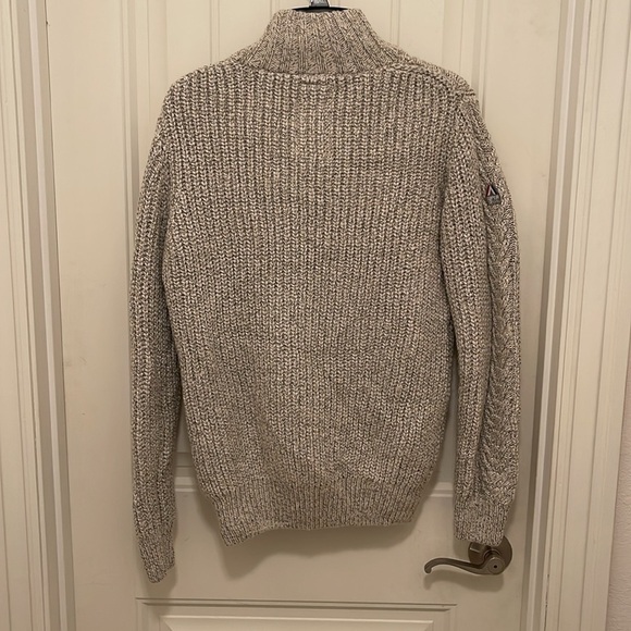 Super dry JPN wool blend women’s sz S heavy cable knit gray heather sweater - Picture 10 of 17
